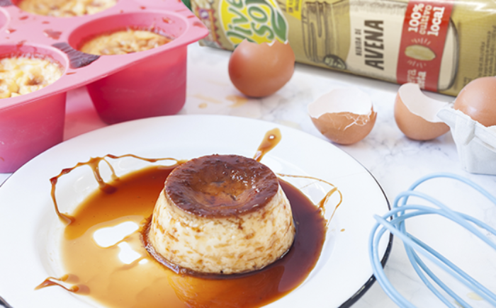 Flan de bebida de avena Vivesoy y caramelo