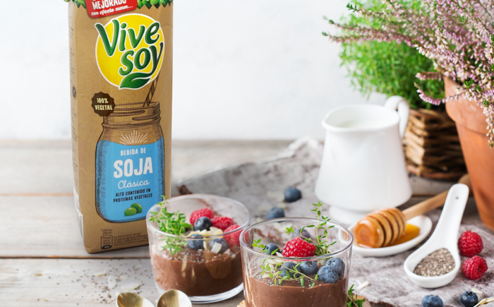 Mousse de chocolate con bebida de soja