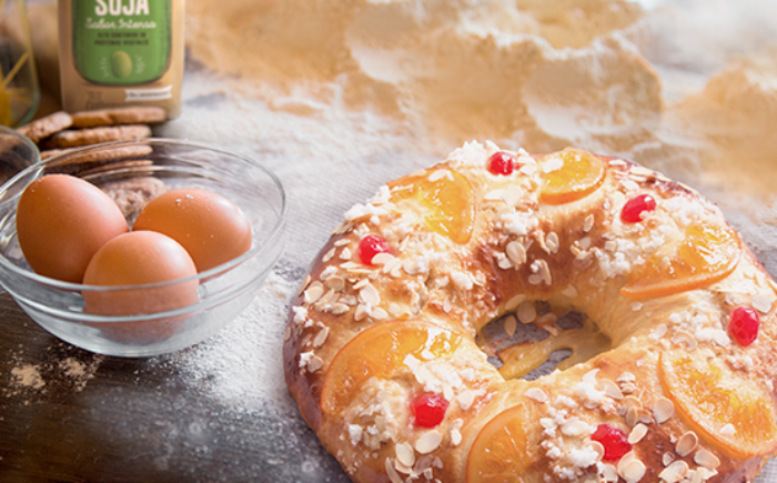 Roscón de Reyes con bebida de soja sabor intenso