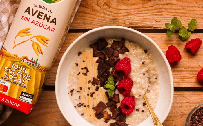 Porridge con bebida de avena Vivesoy sin azúcar